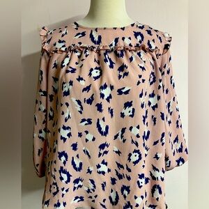 Juicy Couture Women’s Blouse, Large, Ruffle Accents, Relaxed/Casual